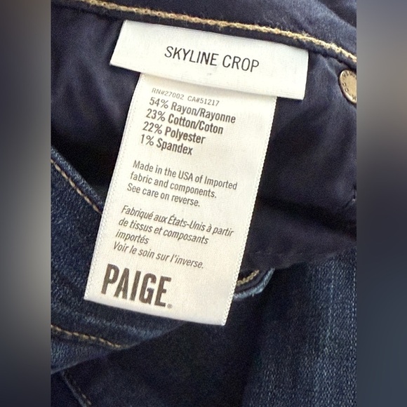 Paige Skyline Skinny Crop cuffed Hem Jeans women’s Sz 26 dark blue closet staple - Picture 6 of 16